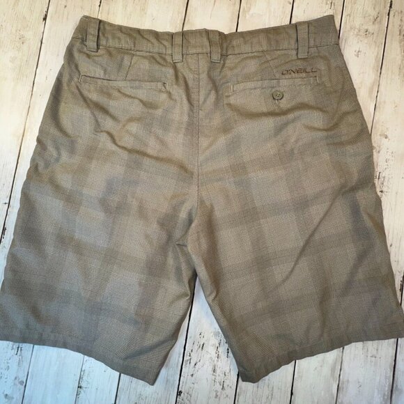 O'Neill Mens Casual Chino Shorts Size 34 Tan Glen Plaid Golf Skate Y2K - Picture 6 of 7